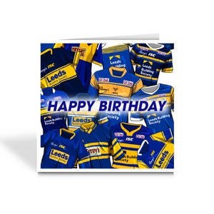 Carte d'anniversaire sur le thème Leeds Rhinos Shirts - Ligue de rugby