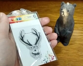 Hipster deer with glasses and bow tie photopolymer stamp from Colorplay/Photoplay Paper ~*~ new in package