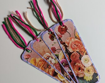 Mystery floral, double sided bookmarks,  handmade, chosen at random from those shown