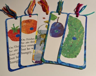 Choice of ONE Upcycled bookmarks from Eric Carle book pages, colorful handmade bookmarks