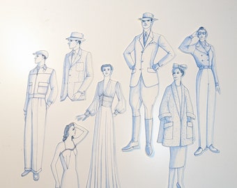 Set of 7 Vintage Men and Women paper cut outs ~*~ perfect for junk journal, collage, decoupage, other projects!