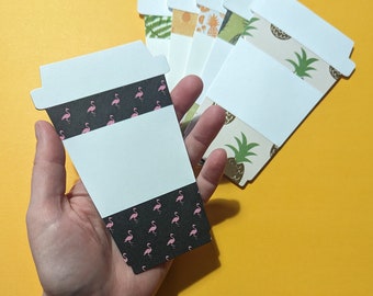 Large coffee cup paper die cuts in tropical pineapple and flamingo prints ~*~ SET OF 6