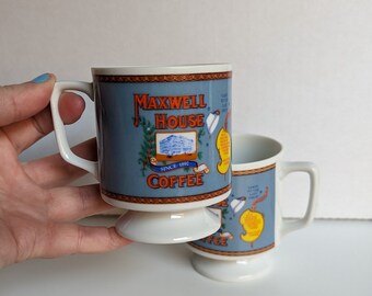 Vintage Maxwell House Coffee pair of mugs, Good to the Last Drop, General Foods Corporation