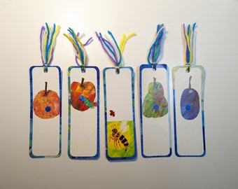 Choice of ONE Upcycled bookmarks from Eric Carle book pages, colorful handmade bookmarks