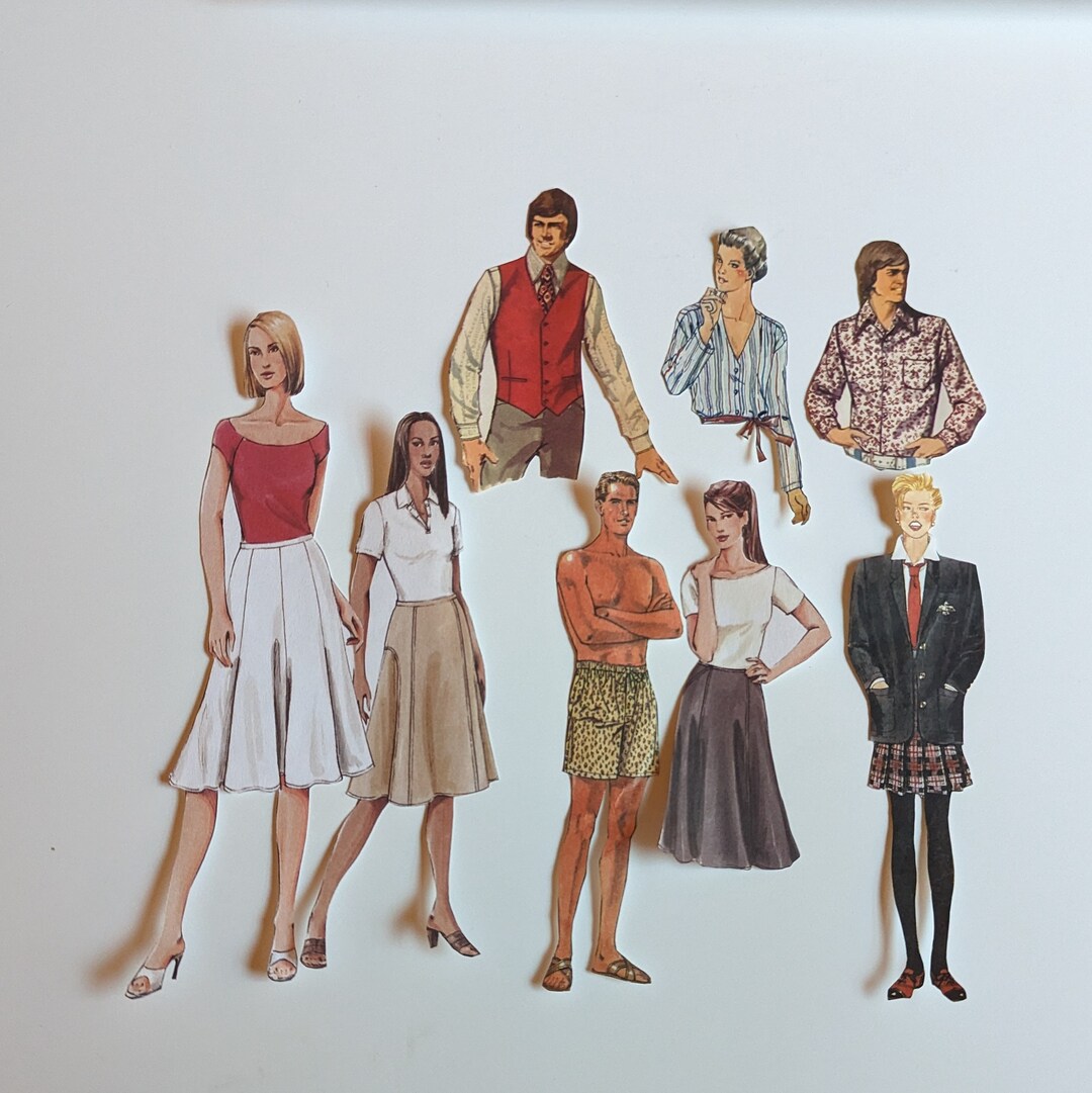 Set of 7 Vintage Men and Women Paper Cut Outs Perfect for - Etsy