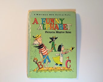Vintage A Funny Alphabet junk journal book cover, perfect for a children's scrapbook or baby book cover