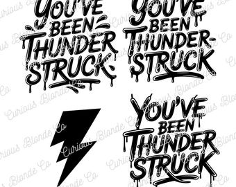Thunderstruck Lightning SVG | retro-logo | cricut-bestand | bout grafische clipart | afdrukbaar stickerontwerp | DIRECT DOWNLOADEN
