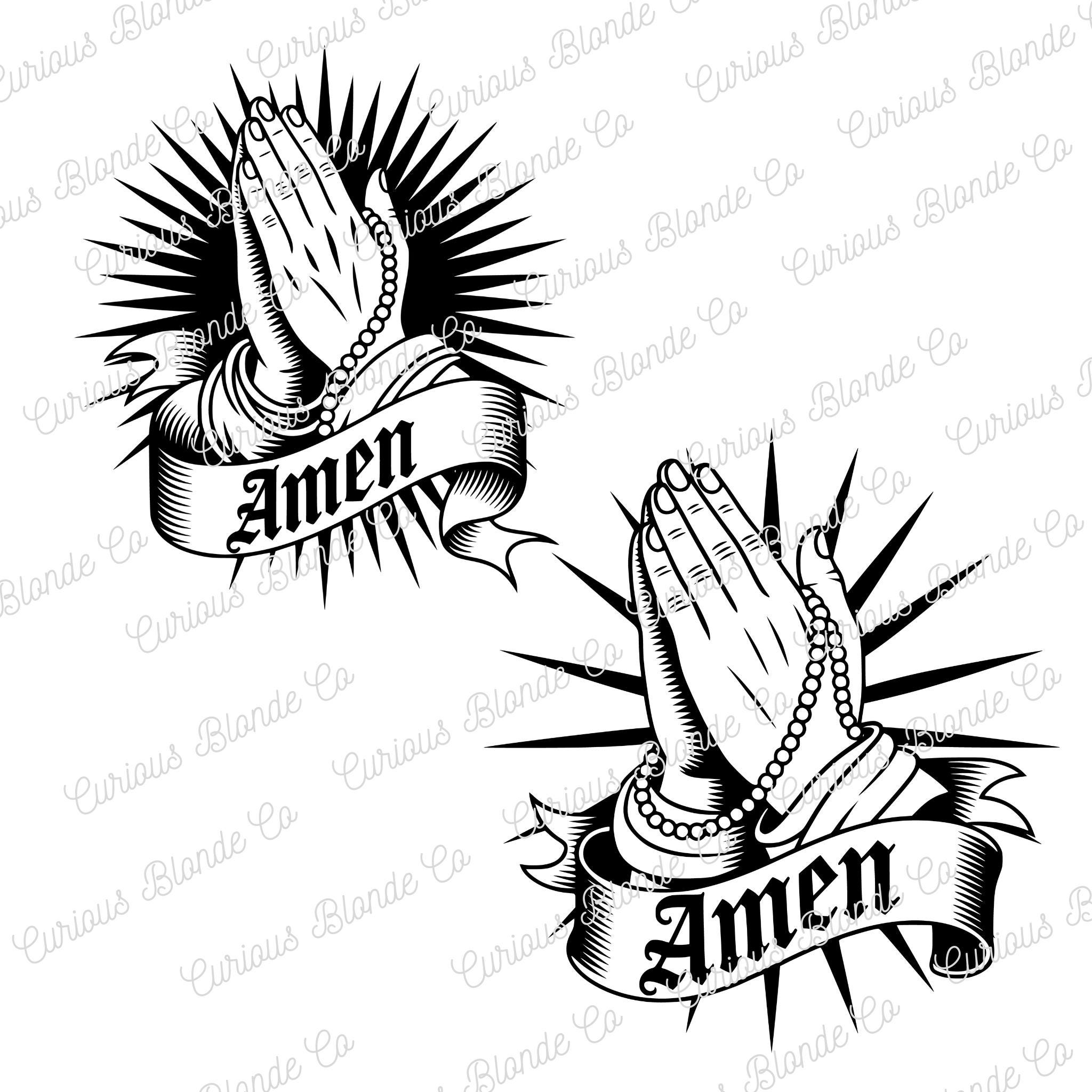 Amen Prayer Hands SVG & PNG | Jelly Roll Inspired Clipart | Gritty