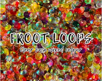 FROOT LOOPS RHINESTONES | clear base mix colours ab resin rhinestone | ss6 ss10 ss16 | tumbler artist nailart | nail art | craft | bling
