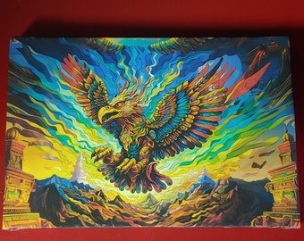 Aztec Flying God Canvas Print Wall Art 9x6