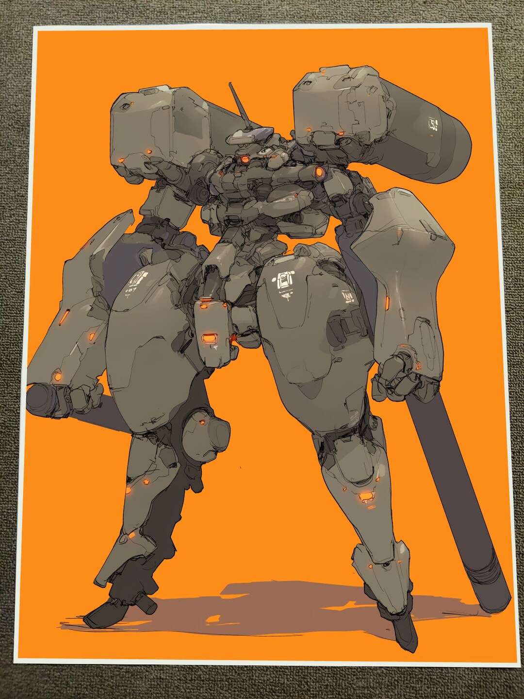 Heavy Assault Mecha With Twin Cannons Industrial Sci-fi Art Print