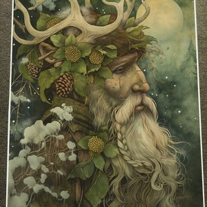 Nordischer Waldgeist mit Geweih Poster 45x60cm
