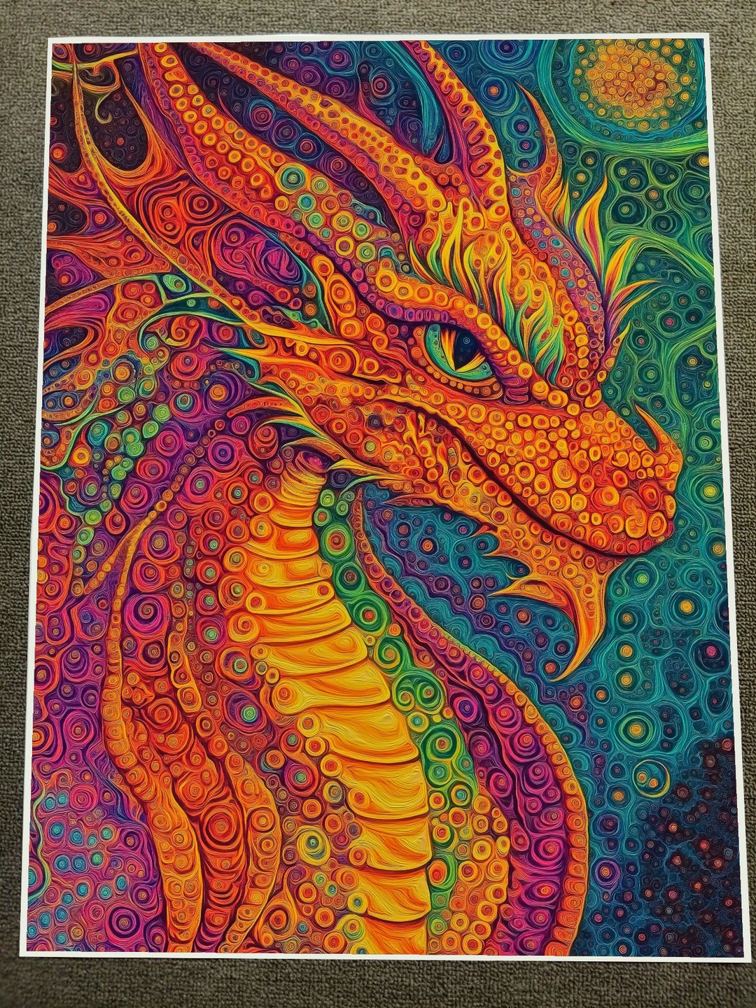 Psychedelic Dragon Abstract Fantasy Poster 18x24in - Etsy