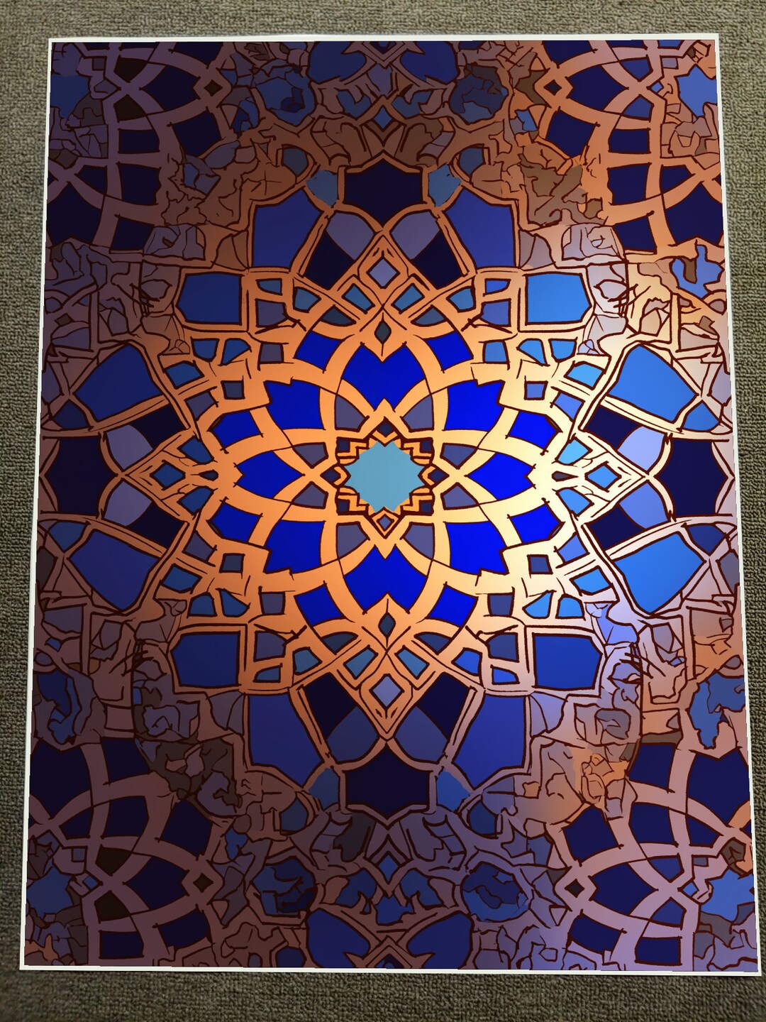 Vibrant Blue and Copper Star Pattern Moroccan Design Poster 18x24in - Etsy