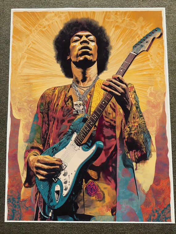Radiant Jimi Hendrix Sunburst Guitar Art Poster 18x24in - Etsy