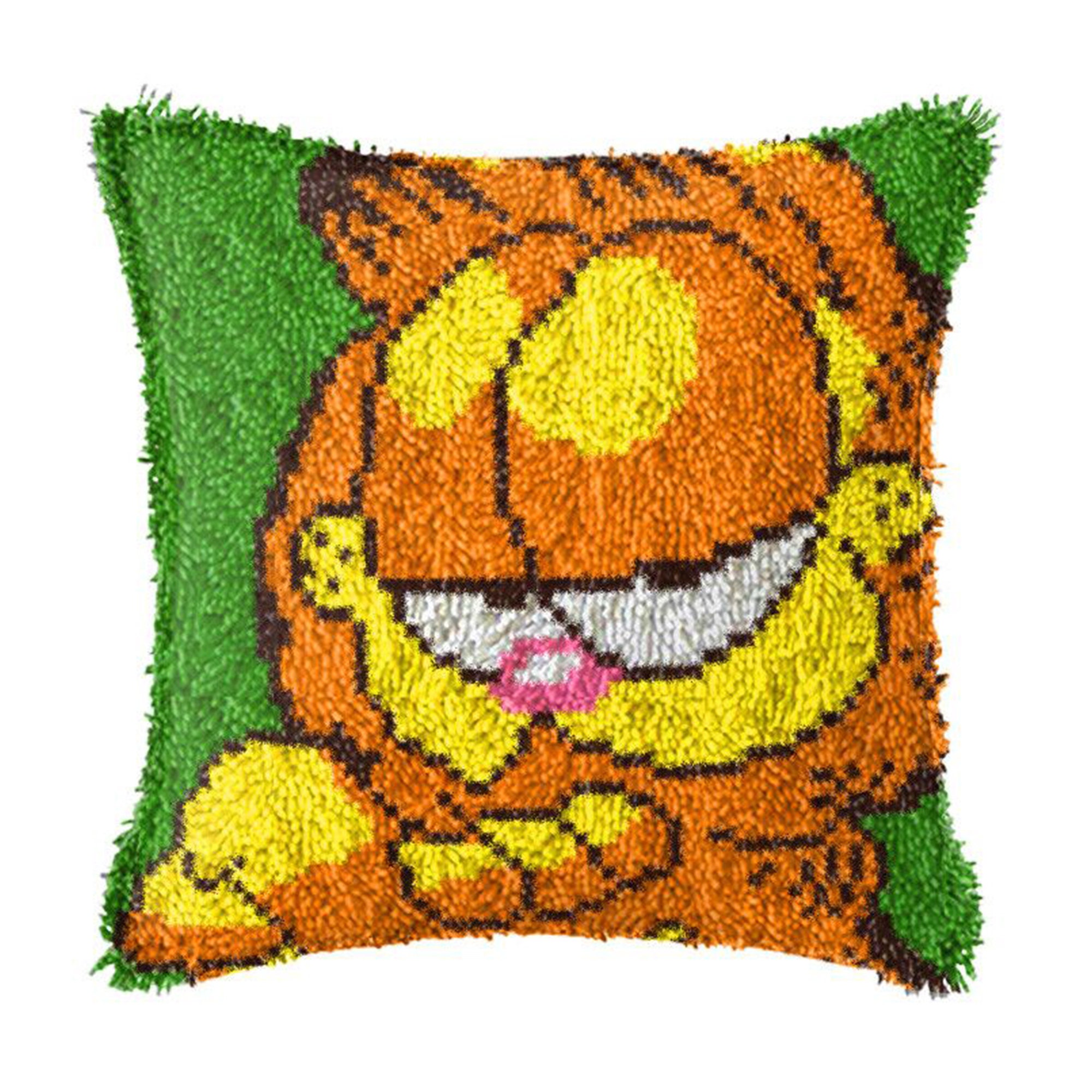 Latch Hook Kit Cartoon Garfield Embroidered Pillowcase Etsy