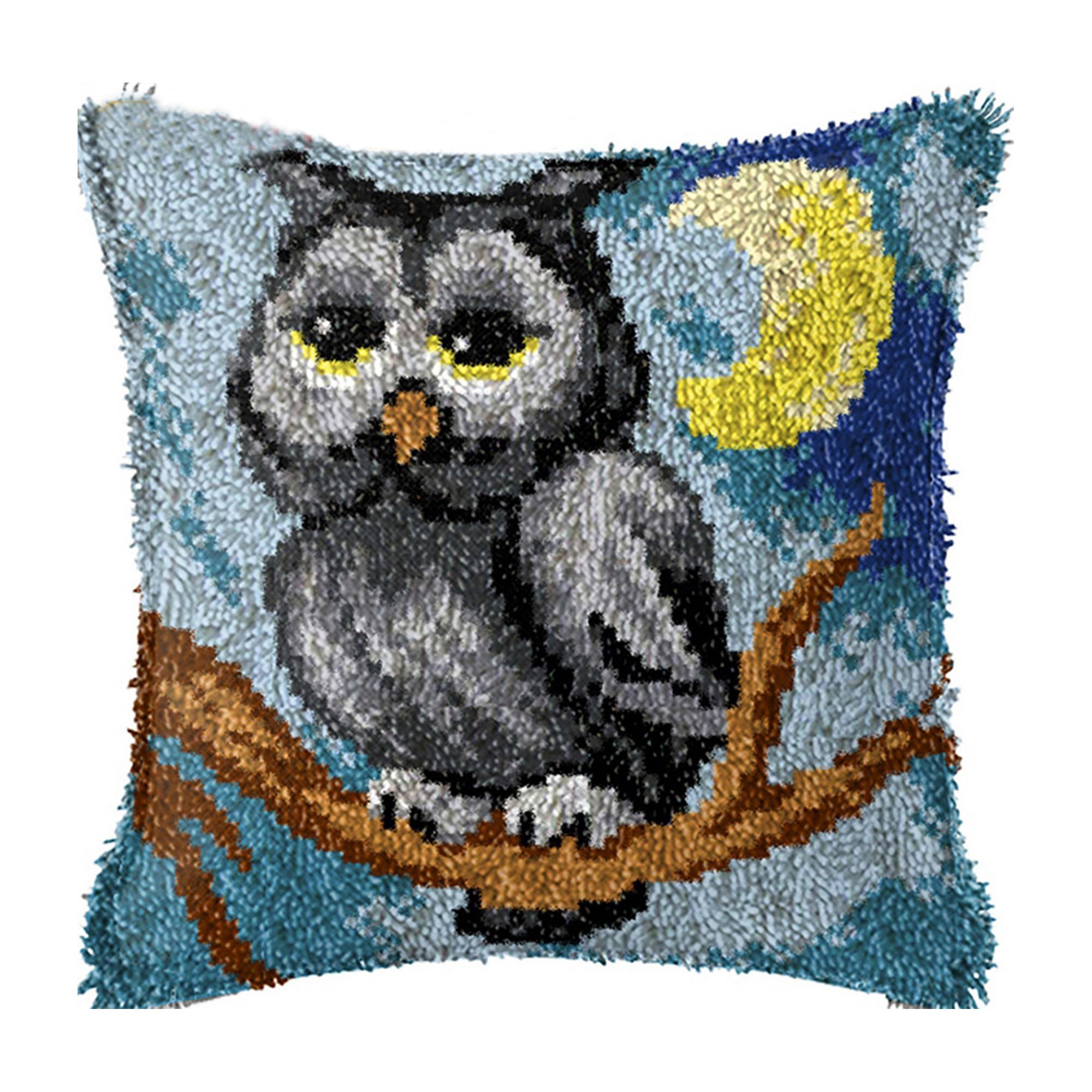 Latch hook kit owl embroidered pillowcase Etsy