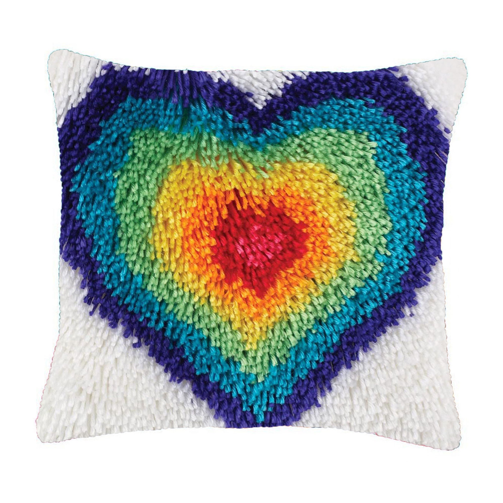 Latch hook kit heartshaped rainbow embroidered pillowcase Etsy