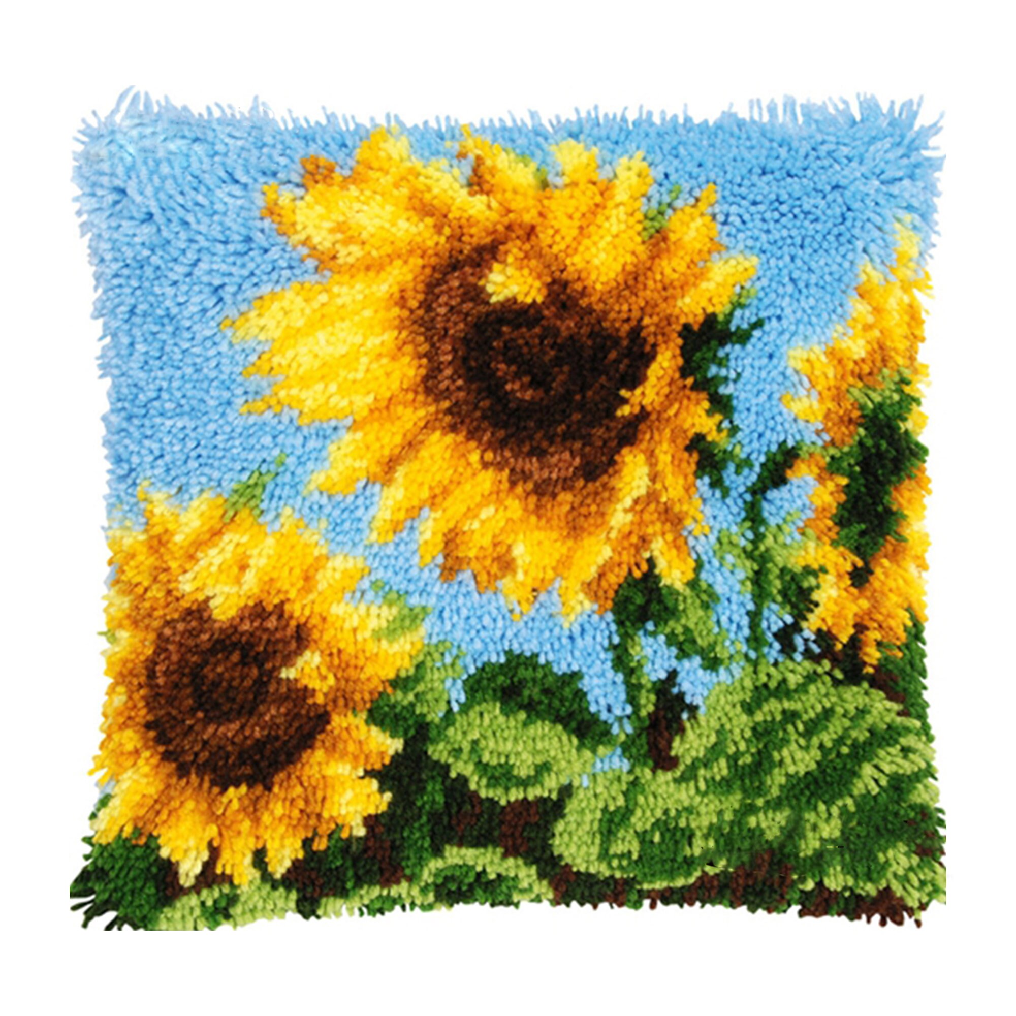 Sunflower Latch Hook Kit Embroidery Pillow Case Cushion Case DIY Needlework Sunflower Latch Hook Kit Embroidery Pillow Case Cushion Case DIY Needlework