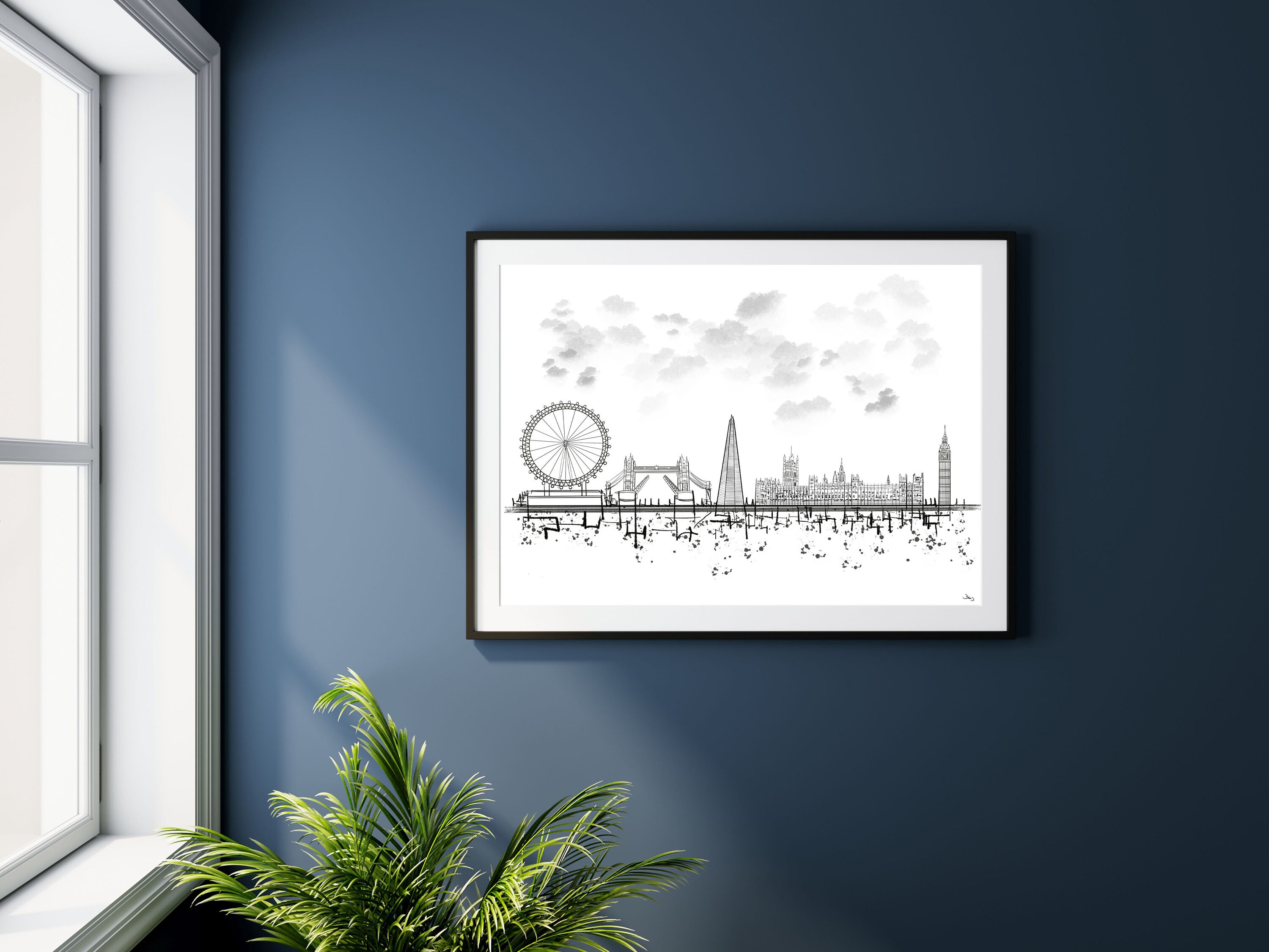 London Skyline Print London Art Big Ben Tower Bridge The - Etsy.de