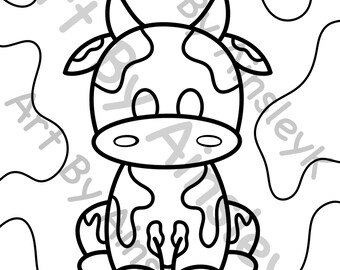 Cow Coloring Page Etsy