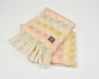 Handmade Mohair Wool Scarf, Colorful Fringed Knit, Spain