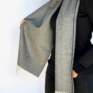 Luxury Unveiled: Herringbone Dark Gray Baby Alpaca Scarf - 100% Wool - Soft, Warm, and Fringed Elegance - A Perfect Gift for Every Style