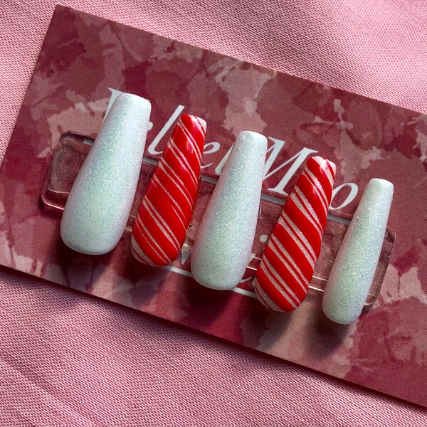 Candy Cane Nails Etsy