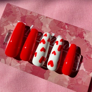 Red Hearts Press on Nails | Valentines Day Nails