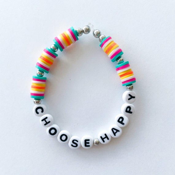 Choose Happy Beaded Bracelet - Etsy