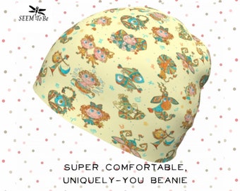 Cartoon Zodiac Beanie | Unique Lightweight Cap | Soft Hat for Chemo Patient