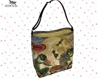 Frog Tote Bag | Beach Bag | Over the Shoulder Purse | Adjustable Strap