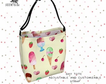 Ice Cream Tote Bag | Beach Bag | Over the Shoulder Purse