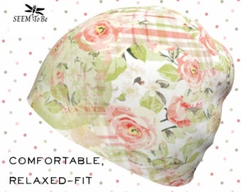 Floral Plaid Beanie | Colorful Slouchy Toque | Lightweight Cap | Soft Hat for Chemo Patient