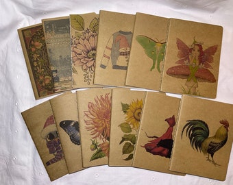 Cute Notebooks| Kraft Covers| Handsewn | 4” x 5.5” | 32-lined pages