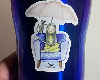 Rainy Day Reading Removeable Vinyl Sticker | Semi-Matte  | Kiss Cut Contour