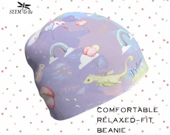 Believe in Magic Beanie | Rainbows and Dragons Colorful Slouchy Toque | Lightweight Cap | Soft Hat for Chemo Patient