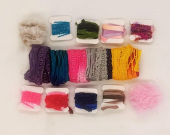 Yarn Scrap Bundle for Junk Journals | Slow Stitching Fibre Pack | Mixed Media Weaving Set