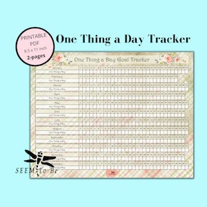 One Thing a Day for Specific Goal | Reach Your Dreams One Tiny Step at a Time | Printable PDF