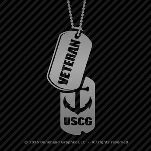Military Veteran CG Dog Tag Vinyl Decal Combat Veteran Window Sticker - 25 Colors
