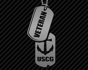 Military Veteran CG Dog Tag Vinyl Decal Combat Veteran Window Sticker - 25 Colors