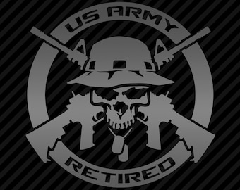 Military Retired AR Seal Logo Vinyl Decal Combat Veteran Window Sticker - 25 Colors
