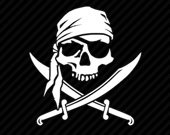 Pirate Skull and Blades Jolly Roger Vinyl Decal