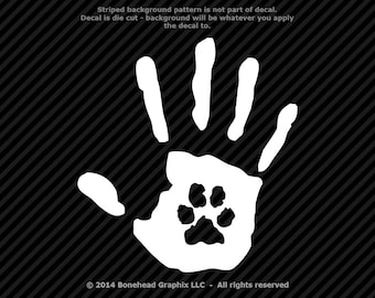 Hand Paw Print Vinyl Decal Window Sticker - 25 Colors
