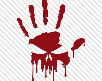Bloody Skull Left Hand Print Vinyl Decal Sticker Walking Dead Punisher - 25 Colors