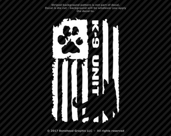 K-9 Unit Police Military Distressed Flag Decal - 25 Colors