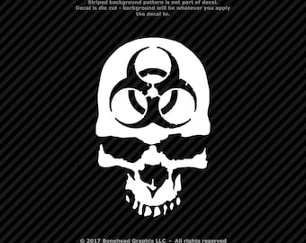 Biohazard Skull Vinyl Decal Window Sticker - 25 Colors