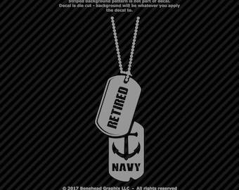 Military Retired N-R Dog Tag M-L Vinyl Decal Combat Veteran Window Sticker - 25 Colors