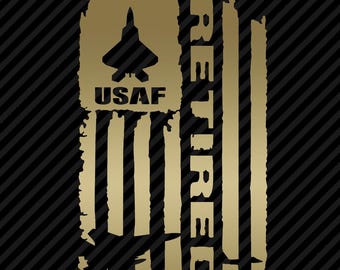 Military Retired AFR Distressed Flag Vinyl Decal Combat Veteran Window Sticker