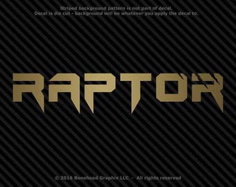 Raptor Stylized Text - Decal for Laptop, iPad, Window - 30 Colors